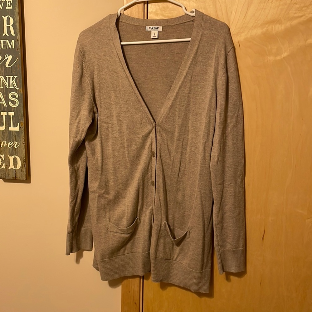 tan button up cardigan